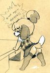  animal_crossing anus butt canine clothed clothing cum cum_in_pussy cum_inside cum_on_butt dog eyes_closed female fur isabelle_(animal_crossing) mammal nintendo pussy solo tears tush video_games 