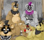  all_fours anal anal_penetration animatronic anthro bear bow butt chubby cum cum_everywhere cum_in_mouth cum_inside cum_on_back cum_on_face cum_on_ground cum_on_penis cum_on_stomach cum_on_tail cum_string cumshot double_penetration fellatio five_nights_at_freddy&#039;s five_nights_at_freddy&#039;s_2 foursome freddy_(fnaf) golden_freddy_(fnaf) group group_sex half-closed_eyes hand_on_butt hat headgear looking_at_viewer looking_down machine male male/male mammal messy mini_freddy_(fnaf) nightmare_fredbear_(fnaf) on_floor open_mouth oral orgasm penetration penis robot sex sharp_teeth sitting size_difference smile spread_legs spreading sucking teeth toy_freddy_(fnaf) unknown_artist video_games 