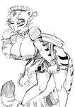  2015 anthro big_breasts breasts cleavage clothed clothing feline female kung_fu_panda maid maid_uniform mammal master_tigress solo tiger yawg 