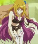  bra breasts dakara_boku_wa_h_ga_dekinai flower gradient_hair hair_flower hair_ornament multicolored_hair navel panties quele_sellier screencap solo stitched underwear 