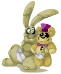  animatronic anthro balls barefoot bear bow cute erection five_nights_at_freddy&#039;s five_nights_at_freddy&#039;s_4 fredbear_(fnaf) hat headgear lagomorph long_ears looking_down looking_up machine male male/male mammal nude penis plushie plushtrap_(fnaf) rabbit robot size_difference smile spread_legs spreading teddybear teeth toy unknown_artist video_games 