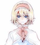  alice_margatroid blonde_hair blue_eyes capelet earrings expressionless face headband jewelry kaoru_(alicemakoto) md5_mismatch short_hair solo touhou 