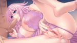  1girl akihabara_momoko anus areolae blue_eyes blush breasts caressing_testicles censored cum cum_in_mouth game_cg gradient gradient_background hayama_kazusa hoshizora_no_babylon huge_breasts lingerie long_hair ogin_bara oral penis pink_hair pussy pussy_juice skindentation testicles underwear 