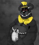  animatronic anthro balls bear bow chubby cum cum_on_penis erection five_nights_at_freddy&#039;s glowing glowing_eyes hat headgear looking_at_viewer machine male mammal masturbation nightmare_(fnaf) nude oil open_mouth orgasm penis robot sharp_claws sharp_teeth sitting smile solo teeth thick_thighs unknown_artist video_games wire 