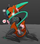  alien bed_sheet deoxys female kageyama kneeling legendary_pok&eacute;mon looking_at_viewer looking_back nintendo panting pok&eacute;mon pussy pussy_juice solo spread_pussy spreading tentacles video_games 