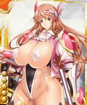  1girl breasts breasts_outside brown_hair curvy erect_nipples huge_breasts lilith-soft long_hair orange_eyes pasties solo taimanin_asagi taimanin_asagi_battle_arena tana_(garyuh-chitai) tentacle thalia_henderson thick_thighs wide_hips 