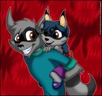  bow brown_eyes child clothing footwear mammal piggyback raccoon shoes sly_cooper sly_cooper_(series) verona verona7881 young 