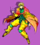  bad_id bad_pixiv_id blonde_hair cape dio_brando jacket jojo_no_kimyou_na_bouken knife male_focus pointy_shoes red_eyes shoes solo ty_1865 yellow_jacket 
