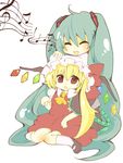  2girls child female flandre_scarlet hat hatsune_miku multiple_girls satsushi simple_background solo touhou vocaloid 