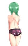  absurdres ass back from_behind highres mochizuki_hull nape panties panties_day shiki_eiki short_hair simple_background solo striped striped_panties topless touhou underwear underwear_only white_background 