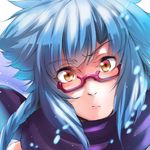  blue_hair denizen_tomo glasses highres light_rays original scarf solo yellow_eyes 