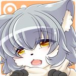  cat ehime_mikan feline fur grey_hair hair kemono mammal open_mouth white_fur yellow_eyes 