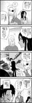  2boys 4koma alex_benedetto blood censored_violence comic commentary_request dog_tags eyepatch gangsta greyscale highres monochrome multiple_boys nicolas_brown shiwoko_(hagure_pigeon) translation_request worick_arcangelo 