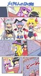  6+girls :d ;d ^_^ armband bat_wings black_hair blonde_hair blue_hair bow brown_eyes brown_hair closed_eyes colonel_aki comic cosplay crowd detached_sleeves elbow_gloves flandre_scarlet flying_sweatdrops fujiwara_no_mokou gloves hair_bow hair_ribbon hakurei_reimu hand_behind_head hat hat_ribbon houraisan_kaguya innertube kantai_collection kirisame_marisa long_hair midriff multiple_girls nagato_(kantai_collection) nagato_(kantai_collection)_(cosplay) navel one_eye_closed open_mouth outstretched_arm patchouli_knowledge red_eyes remilia_scarlet ribbon ro-500_(kantai_collection) ro-500_(kantai_collection)_(cosplay) sailor_collar school_swimsuit shimakaze_(kantai_collection) shimakaze_(kantai_collection)_(cosplay) short_hair side_ponytail silent_comic silver_hair smile swimsuit touhou wings witch_hat yellow_eyes 