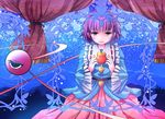  hairband heart highres komeiji_satori purple_eyes purple_hair risutaru sash short_hair solo third_eye touhou wide_sleeves 