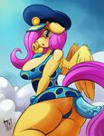  2015 anthro anthrofied big_breasts blush breasts butt camel_toe clothing duo equine eyelashes female floppy_ears fluttershy_(mlp) friendship_is_magic fur hair hair_over_eye hat hot_dogging long_hair looking_at_viewer looking_back male male/female mammal my_little_pony open_mouth panties pegasus penis pink_hair skirt solo_focus teal_eyes underwear upskirt vein veiny_penis wings yellow_fur zwitterkitsune 