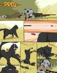  2015 anthro balls breasts butt clothed clothing comic feline female feral gun hair hunter male mammal panther prey ranged_weapon rifle weapon 