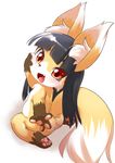  black_hair canine female feral fox hair kemono mammal nude open_mouth red_eyes ukan_muri 