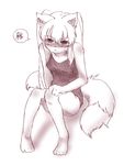  2_tails canine dog female hair kemono long_hair mammal monochrome multiple_tails 瑠璃燕 