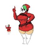  clothing female green_hair hair legwear mario_bros mask nintendo shygirl socks solo sprite_art thick_thighs video_games wide_hips 