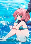  bikini bubble chuunibyou_demo_koi_ga_shitai! food green_eyes hair_rings pink_hair popsicle ragho_no_erika scarf shichimiya_satone solo swimsuit twintails underwater 