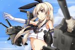  :3 anchor_hair_ornament bare_shoulders black_panties blonde_hair blue_sky day elbow_gloves gloves grey_eyes hair_ornament hair_ribbon highleg highleg_panties kantai_collection long_hair machinery navel neckerchief nishi_koutarou open_mouth panties rensouhou-chan ribbon shimakaze_(kantai_collection) shirt sky sleeveless sleeveless_shirt solo underwear upper_body white_gloves |_| 