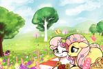  2015 annoyed arthropod basket blush butterfly cloud date detailed_background duo_focus equine female female/female feral flower flower_in_hair fluttershy_(mlp) friendship_is_magic fur grass green_eyes group hair hill horn horse insect lumineko mammal multicolored_hair my_little_pony nature one_eye_closed picnic picnic_basket pink_fur pink_hair plant pony purple_hair sky sweetie_belle_(mlp) tree twilight_sparkle_(mlp) two_tone_hair white_fur white_sclera wink yellow_fur 
