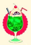  cherry cup drinking_glass drinking_straw food fruit ghost no_humans purple_lips simple_background solo whisper_(youkai_watch) youkai youkai_watch 