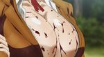  1girl animated animated_gif blood breasts cleavage kangoku_gakuen large_breasts low_resolution lowres prison_school school shiraki_meiko solo 