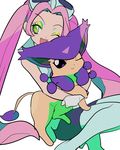  1girl delcatty goggles green_eyes lovrina_(pokemon) pink_hair pokemon pokemon_(game) pokemon_xd simple_background twintails wink 