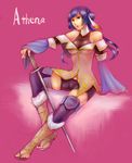  athena_(fire_emblem) blue_hair fire_emblem fire_emblem:_shin_ankoku_ryuu_to_hikari_no_tsurugi fire_emblem:_shin_monshou_no_nazo highres long_hair open_mouth purple_eyes solo sword twintails weapon 