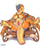  2014 anus blush bound breasts capcom cart claws clitoris digitigrade dragon etheross eye_roll female feral gaping gaping_pussy lizard lying monster_hunter nipples open_mouth pussy reptile scalie seeing_stars solo spread_legs spreading tears tigrex tongue tongue_out video_games wide_hips wings wyvern 