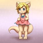  2015 anthro blush canine clothing cub dress female fox jeffybunny_(artist) looking_at_viewer mammal pussy solo young zettadragon 