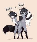  amber_eyes ass_to_ass breasts butt female hair holding_tail kanel kemono looking_at_viewer mammal nipples nude open_mouth pocket raccoon rocket short_hair sibling simple_background small_breasts smile twins wide_hips 