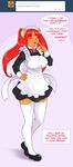  ambar anthro bear big_breasts blush breasts brown_fur chalo clothed clothing eyes_closed facial_markings female fur hair huge_breasts las_lindas long_hair maid_uniform mammal markings open_mouth red_hair smile solo 