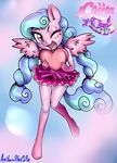  2015 anibaruthecat anthro blue_hair blush clothed clothing cotton_melody cutie_mark equine eyes_closed fan_character female hair hi_res long_hair looking_at_viewer mammal my_little_pony one_eye_closed open_mouth pegasus solo wings wink 