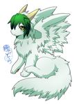  dragon fur green_fur green_hair hair kemono wings 瑠璃燕 