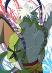  abs biceps canyne_khai clothed clothing dragon half-dressed male muscles pecs red_eyes wings yellow_eyes 