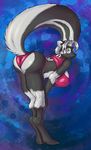  anthro bent_over big_breasts bra breasts butt canine clothing female hair looking_at_viewer mammal panties pose simple_background skunk solo underwear zombiecat 