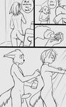  anthro bathroom black-kitten brother brother_and_sister comic dialogue duo english_text erection feline female lynx male mammal monochrome nude penis shower sibling sister sketch text water 