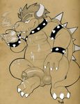  after_masturbation after_orgasm balls bowser circumcised cum cum_on_hand cum_on_self cum_taste front_view half-erect horn humanoid_penis looking_at_viewer male mario_bros messy monochrome naughty_face nintendo penis signature sitting solo spikes tongue tongue_out traditional_media_(artwork) tush vein veiny_penis video_games 