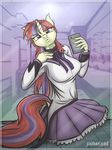  2015 anthro anthrofied clothed clothing duckface equine female friendship_is_magic hair holding horn inside jcosneverexisted long_hair looking_at_viewer mammal moondancer_(mlp) multicolored_hair my_little_pony phone purple_eyes selfie solo unicorn 
