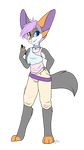  2015 alpha_channel anthro blue_eyes canine character clothed clothing fan_character female fennec fluffy_tail fox freeze-pop88 front_view frosty fur green_eyes grey_fur hair heterochromia hi_res looking_at_viewer mammal orange_fur pink_hair purple_hair shirt shorts signature simple_background smile solo standing tank_top transparent_background white_fur 
