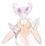  antennae black_eyes blush cleavage clothed clothing darkstalkers female hair open_mouth purple_hair q-bee solo swimsuit video_games wet wide_hips 