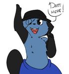  black_fur black_nose blue_fur clothing cute cute_fangs dart_(dewwydarts) dewott dewwydarts dialogue english_text fluffy fur hair hat male nintendo open_mouth pok&eacute;mon simple_background smile teeth text tongue video_games white_background wide_hips 