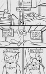  anthro bedroom black-kitten brother brother_and_sister clothed clothing comic duo english_text feline female lynx male mammal monochrome sibling sister sketch sleeping text underwear 