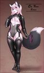  2015 absurd_res akukun anthro black_nose bulge canine claws clothing collar fox fur girly hair hi_res hindpaw leash legwear lips long_hair looking_at_viewer male mammal nipples open_mouth paws pink_fur pink_hair purple_eyes sinfuldreams15 smile solo standing stockings thigh_highs tight_clothing translucent vpl 