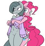  anthro anthrofied bottomless clothed clothing cutie_mark duo earth_pony equine female friendship_is_magic hair half-dressed horse inkie_pie_(mlp) mammal my_little_pony navel nude off_shoulder pink_hair pinkie_pie_(mlp) pony reiduran shirt shirt_lift smile standing sweater wide_hips 