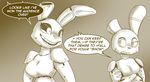  animatronic black_sclera breasts crossgender dialogue duo english_text evil_grin five_nights_at_freddy&#039;s five_nights_at_freddy&#039;s_3 frown gradient_background lagomorph machine mammal mizumew rabbit robot simple_background smile springtrap_(fnaf) square_crossover text video_games 