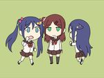  animated animated_gif blush bow bowtie couple hair_bow hair_ornament hairclip kimishima_ai kimishima_aya long_hair lowres multiple_girls nonbi onohara_hazuki open_mouth ribbon school_uniform serafuku skirt sono_hanabira_ni_kuchizuke_wo 